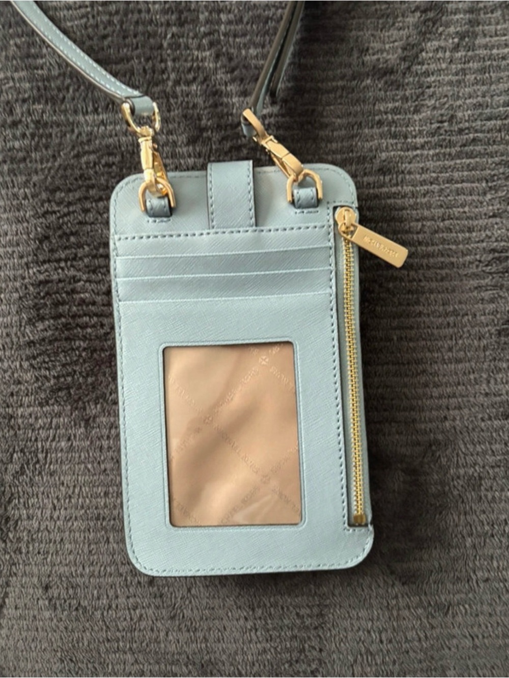 Light Blue Crossbody Cardholder & Phone with Zipper